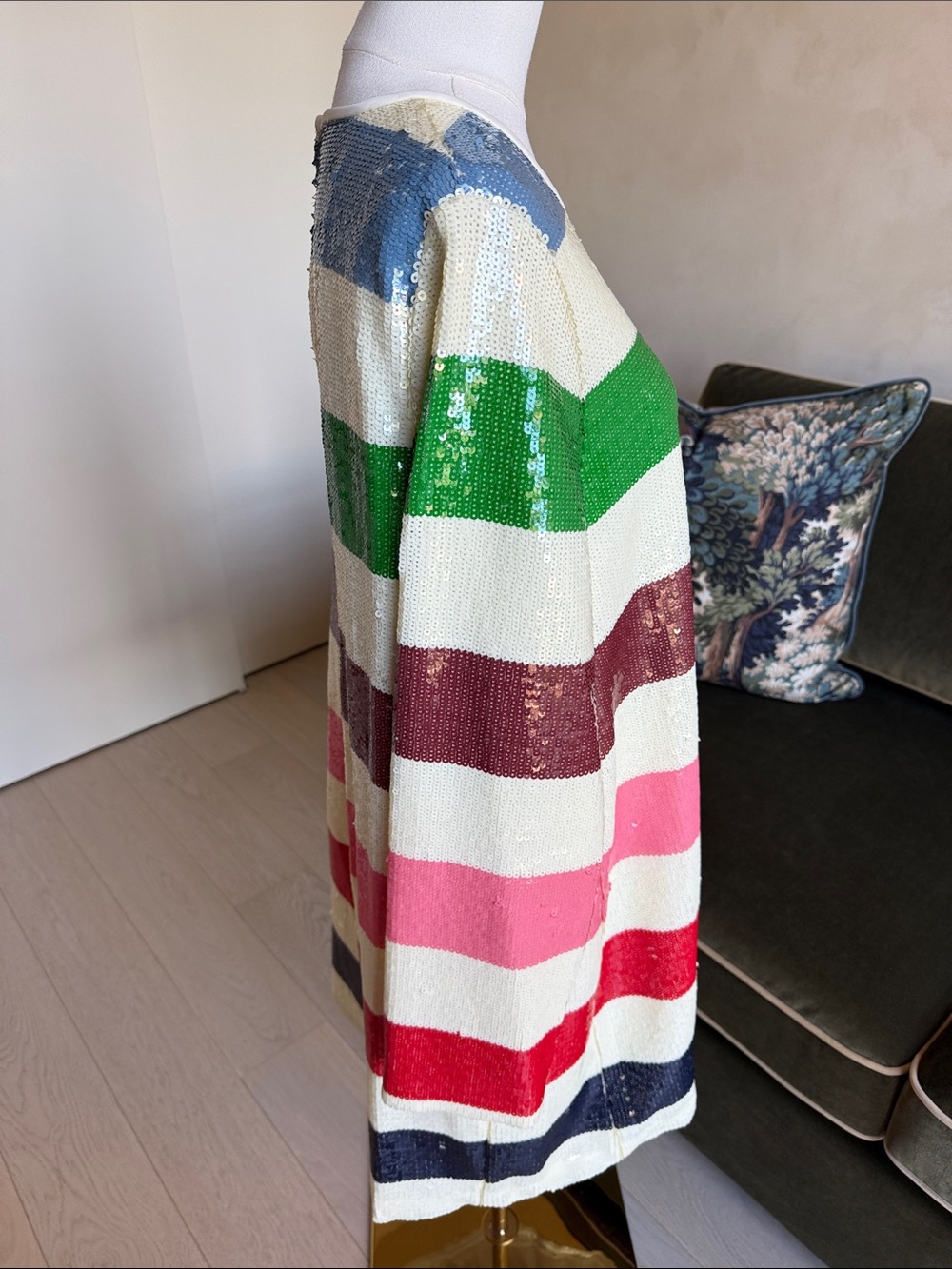 Kate Spade Adventure Stripe Sequin Shift Dress French Cream Multi Size 16 - Picture 9 of 14